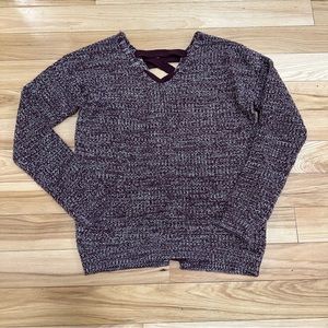 Small purple lace up back sweater